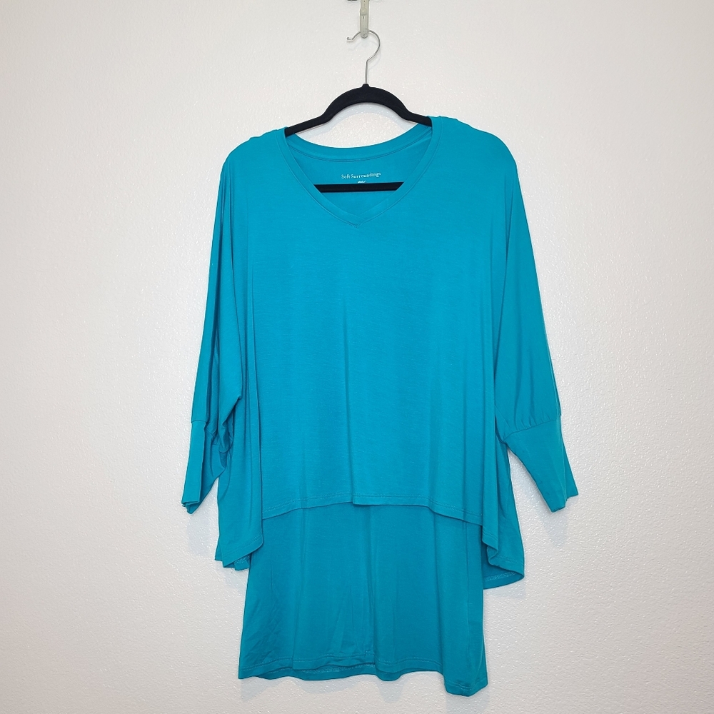 SOFT SURROUNDINGS Indeevar Jersey Knit Tunic Top in Turqoise NWT Size Me… - Picture 3 of 9